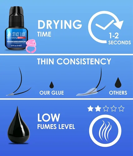 Vista 5 de STACY LASH Pegamento de extensión de pestañas de evolución extra fuerte (0.17 onzas líquidas/0.2 fl oz), secado de 0.5 a 1 segundo/retención – 8