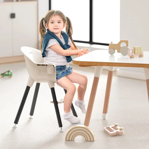 Vista 4 de Fodoss Sillas Altas de Madera Convertibles para Bebés y Niños Pequeños, Silla de Bebé Fácil de Limpiar para Comer, Trona Infantil 3 en 1