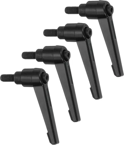 Vista 21 de uxcell 4 perillas ajustables M5 x 0.472 in, rosca macho, botón de trinquete, bloqueo rápido, perno giratorio para maquinaria de torno, color negro