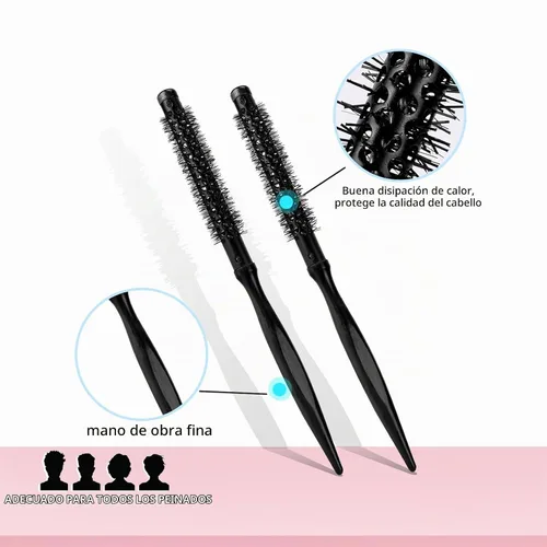 Vista 4 de Pequeño cepillo redondo de cerdas de nailon para peinar el cabello de las mujeres, mini rodillo Quiff para secar con soplado, levantar flequillo