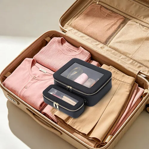Vista 7 de Bolsa de maquillaje transparente (negro L)