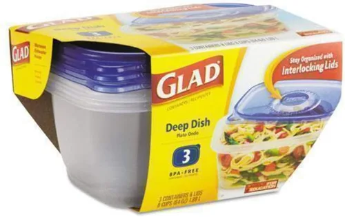 Vista 10 de Glad GladWare - Recipientes de almacenamiento de alimentos con tapas, grandes recipientes de plástico redondos sin BPA para sopas, ensaladas