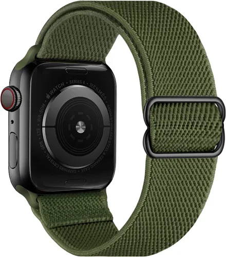 Vista 11 de OXWALLEN - Correa elástica Solo Loop de nailon y de tamaño XL, compatible con Apple Watch de 38 mm y 40 mm, correa trenzada, deportiva, ajustable