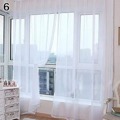 Vista 13 de Cenefas de Gauzy ligeras Cortina de ventana de puerta Cortina Sheer Home Wedding Decor - Negro