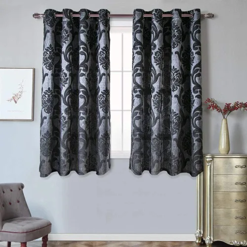 Vista 18 de NAPEARL Cortinas de damasco para sala de estar, cortinas de jacquard gótico con patrones florales, cortinas beige para dormitorio de 63 pulgadas
