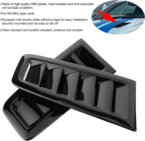 Vista 2 de Qiilu Kit de 2 cucharas de ventilación para capó de automóvil, ajuste universal de entrada de aire frío, entradas de refrigeración, cubiertas
