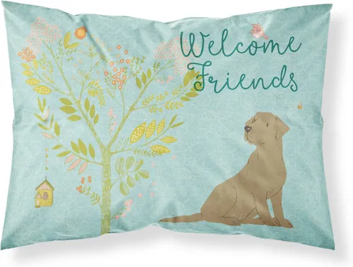 Vista 32 de Caroline's Treasures BB7625PILLOWCASE - Funda de almohada decorativa de tela con texto en inglés "Welcome Friends" Airedale Terrier estándar