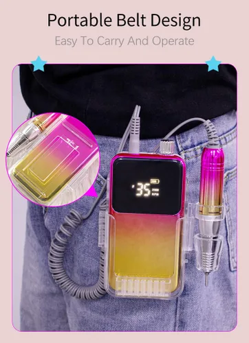 Vista 2 de Taladro de uñas, cuidado de uñas de dedos y pies, juego de manicura y pedicura, taladro de uñas profesional portátil con kit de taladro, para salón