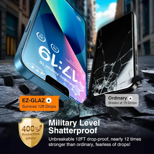 Vista 4 de EZ-GLAZ - Paquete de 4 + 2 protectores de pantalla de privacidad para iPhone 13 [6.1 pulgadas] con protector de lente de cámara