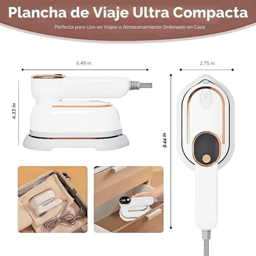 Vista 7 de Vaporizador de viaje, vaporizador portátil de 1200 W para ropa, calentamiento rápido de 10 segundos, plancha a vapor para ropa con LED, mango
