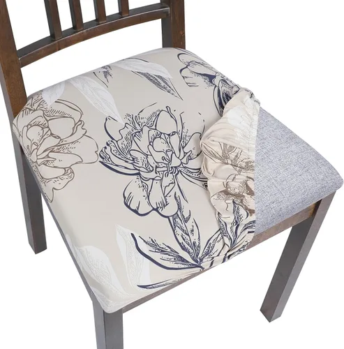 Vista 13 de SearchI Juego de 2 fundas de asiento para sillas de comedor, fundas de asiento elásticas con estampado, extraíbles y lavables, fundas de cojín