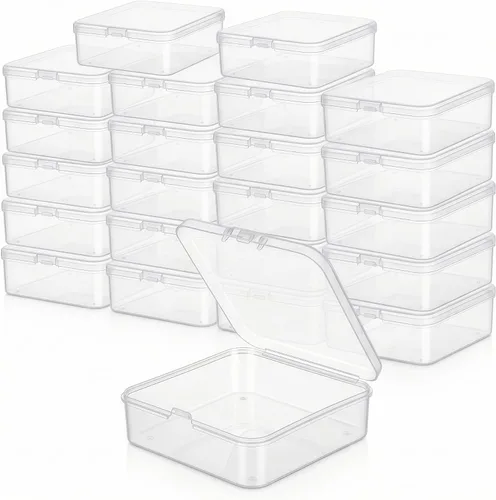 Vista 10 de LJY 100 cajas de plástico cuadradas transparentes, 1.77 x 1.77 x 0.8