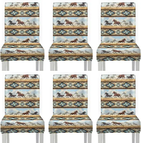 Vista 41 de Rnyleeg Juego de 1 fundas para sillas étnicas para sala de estar, sin brazos, estampado tribal azteca, elásticas, fundas protectoras para sillas