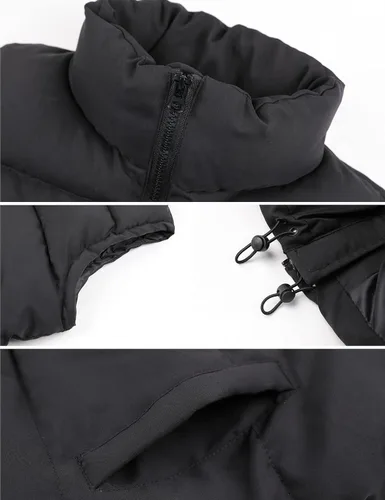 Vista 4 de Chaleco acolchado de longitud media con cordón y cremallera para mujer, sin mangas, acolchado