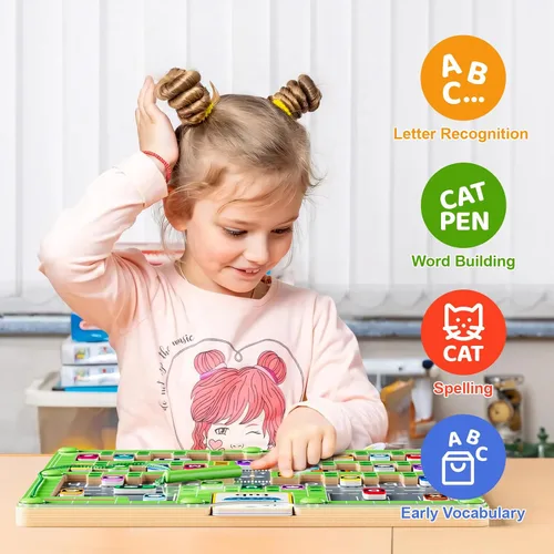 Vista 6 de zhiwuzhu Laberinto magnético 2 en 1 de color y número, juguete de aprendizaje preescolar Montessori de madera, juego cerebral de habilidades motoras