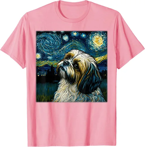 Vista 92 de Camiseta Surrealism Starry Night Shih Tzu Dog