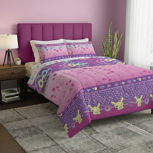Vista 12 de Northwest Pokemon - Juego de cama individual en una bolsa, Pikachu Squirtle Eevee Charmander, ropa de cama de anime para niñas y niños, escuadrón