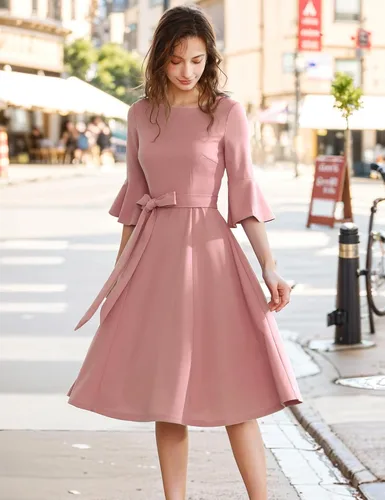 Vista 2 de HomRain - Vestidos de iglesia para mujer, invitada de boda, cóctel, fiesta de té, con manga acampanada, vestido de noche vintage para graduación