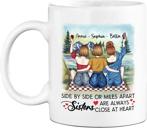 Vista 14 de Taza personalizada para mejor amiga para mujer, con texto en inglés "Best Friends We'll Be Friends Until We're Old Taza para mejor amiga, mejor