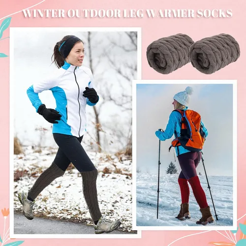 Vista 7 de 4 pares de calcetines largos de punto trenzado para mujer de invierno