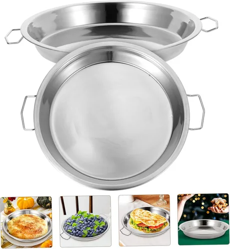 Vista 3 de DOITOOL Plato de acero inoxidable para cocinar al vapor, plato de fideos fríos, bandeja de arroz al vapor, bandeja redonda para cocinar al vapor