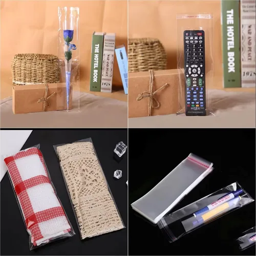 Vista 7 de 1000 bolsas de celofán adhesivas transparentes de 3 x 8 pulgadas, bolsas de plástico OPP autosellantes de 1 mil de largo, bolsas de celofán
