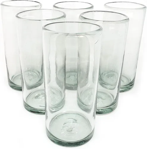 Vista 21 de Clear Blown - Juego de 6 vasos de 10 onzas, cristalería mexicana hecha a mano, vidrio reciclado, sin plomo ni toxinas (mezclador)