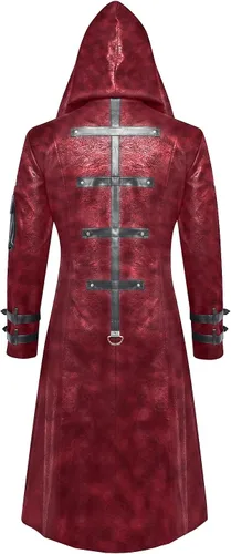Vista 2 de Chaqueta steampunk de piel sintética para hombre, disfraz gótico victoriano