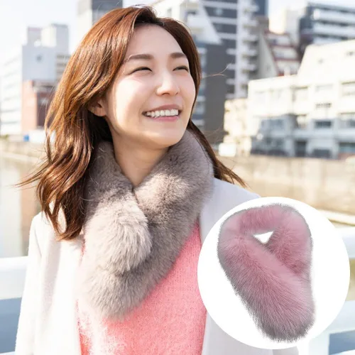 Vista 6 de ikasus Bufanda esponjosa de piel sintética para mujer, calentador de cuello largo de invierno, como cuello de piel real para accesorios de ropa
