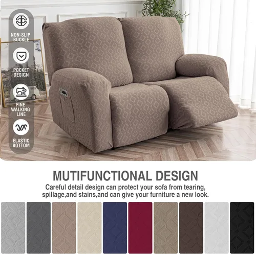 Vista 174 de Gennia Funda Impermeable para Silla Reclinable, Fundas Elásticas para Sofá Reclinable con Bolsillos, Fundas Lavables para Silla Reclinable Lazy Boy