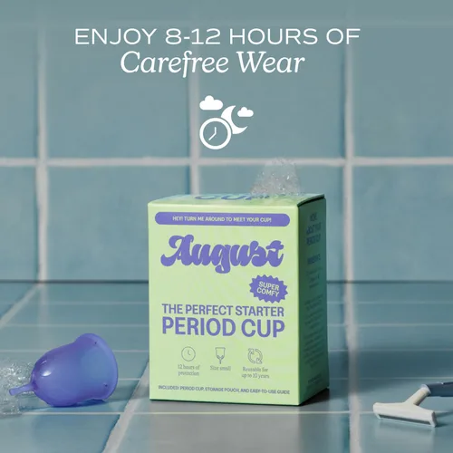 Vista 5 de August Copa menstrual pequeña para mujer, taza menstrual de silicona suave