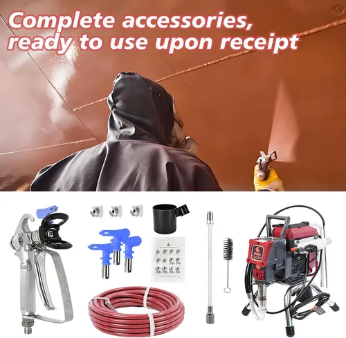 Vista 6 de Kit de pulverizador de pintura sin aire 925, máquina de pintura sin aire de alta eficiencia con extensión de 19.68", puntas 515, 517, 519