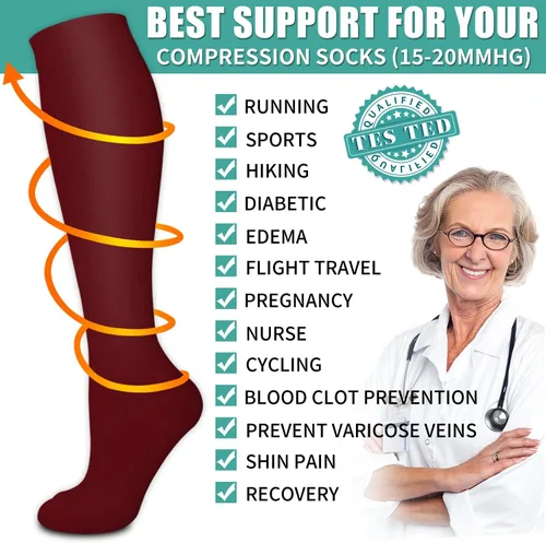 Vista 35 de Paquete de 3 pares de calcetines de compresión médica para mejorar la circulación de mujeres y hombres, para correr, hacer deporte y amamantar