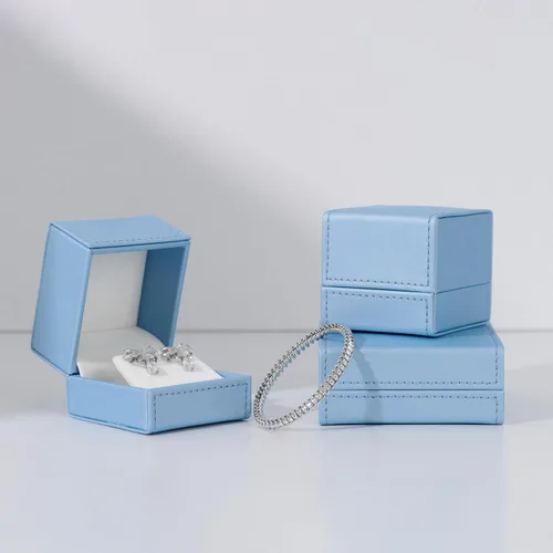 Vista 4 de Oirlv Caja de regalo de pulsera preciosa azul para boda, Navidad, cumpleaños, caja de regalo para mujeres y niñas, caja de regalo de joyería