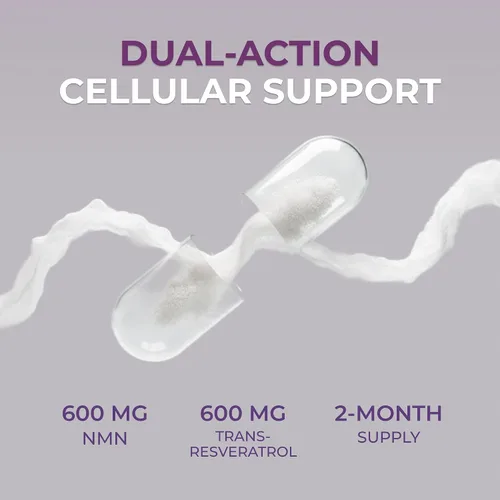 Vista 5 de Neurogan Cápsulas NMN + Resveratrol – Salud celular y apoyo energético – 1200 mg de mononucleótido de nicotinamida y trans-resveratrol por porción