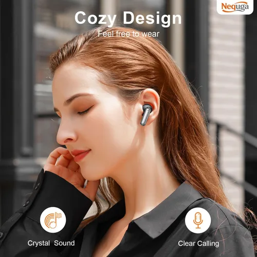 Vista 4 de Auriculares inalámbricos Bluetooth, auriculares de reproducción de 50 horas con micrófono, funda de carga con pantalla digital LED, IPX7