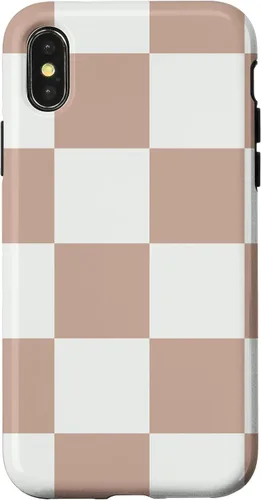 Vista 5 de Brown and White Classic Checkered Big Checkerboard Case for iPhone 17