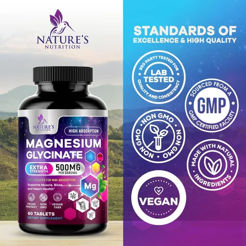 Vista 4 de Suplemento de glicinato de magnesio – 500 mg de magnesio por porción – 100% quelado y purificado – Apoya el sueño, la salud del corazón y la fuerza