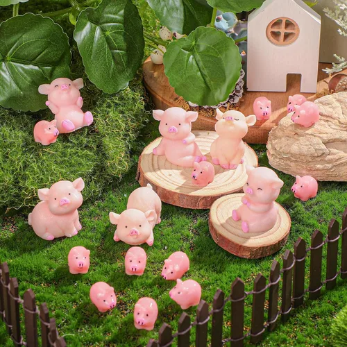Vista 2 de Menkxi 162 piezas de animales de cerdo de resina a granel, pequeñas figuras de cerdo, decoración de fiesta, mini juguetes de resina, mini juguetes