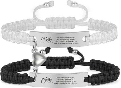 Vista 9 de Pulseras de pareja a juego para novio y novia, pulsera de amistad y relación para mejores amigos, pulseras ajustables de estiramiento de joyería