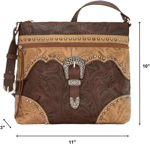 Vista 3 de American West Ladies Saddle Ridge Zip Top Shoulder Bag