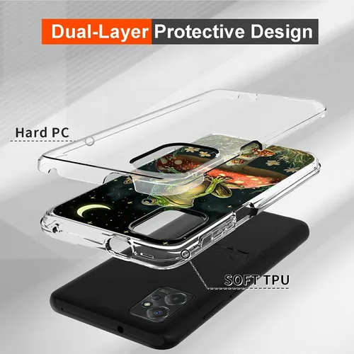 Vista 2 de Funda transparente para Motorola Moto G Power 5G 2023 con patrón de rana de hongos para mujeres y hombres de doble capa híbrida de TPU suave TPU