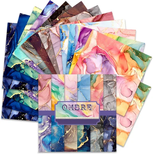 Vista 20 de BLEDS Papel de álbum de recortes, bloc de 24 hojas de papel para álbumes de recortes de manualidades de 12x12 pulgadas con patrón de galaxia