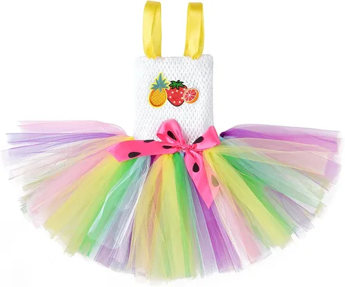 Vista 5 de Tutu Dreams - Disfraz de cono de helado para niñas de 1 a 12 años, tutú arco iris con diadema