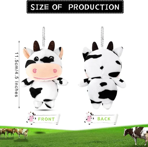 Vista 2 de 12 llaveros de vaca de peluche de animales de peluche, recuerdos de fiesta, llavero Kawaii de animales de granja para suministros de regalo