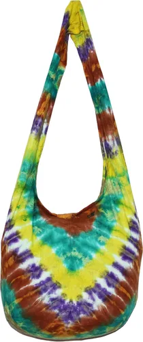 Vista 3 de TIE DYE - Bolso cruzado bohemio hipster estilo hobo, hippie, tono blanco, 39 pulgadas