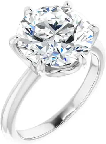 Vista 3 de JEWELERYIUM - Anillo de compromiso de moissanita de corte redondo de 4 quilates, juego de anillos de boda y novia, estilo halo solitario, plata