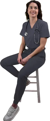 Vista 6 de Green Town Conjunto médico de enfermería GT 4FLEX con cuello en V para mujer