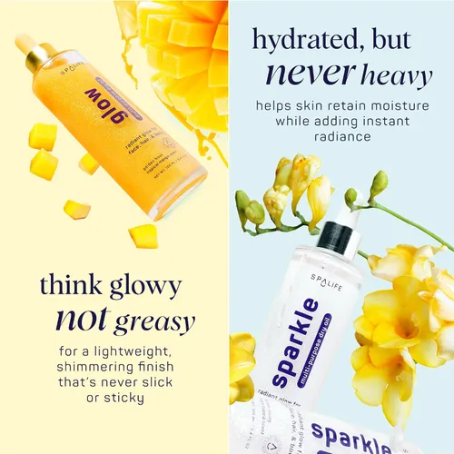 Vista 4 de SpaLife Beauty Sparkle & Glow Paquete de aceite corporal – Dúo de aceite seco con brillo sutil y notable – aromas de mango y fresia – Hidratante