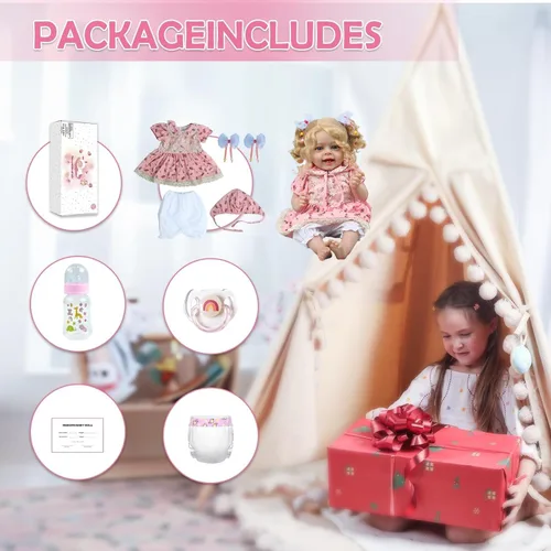 Vista 6 de CHAREX Muñeca realista Reborn Baby Girl – Muñeca realista hecha a mano de la vida real de 20 pulgadas, cuerpo con peso recién nacido, sensación